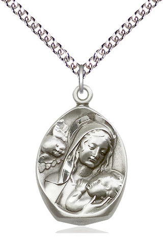 Sterling Silver Madonna & Child Medal Catholic Jewelry