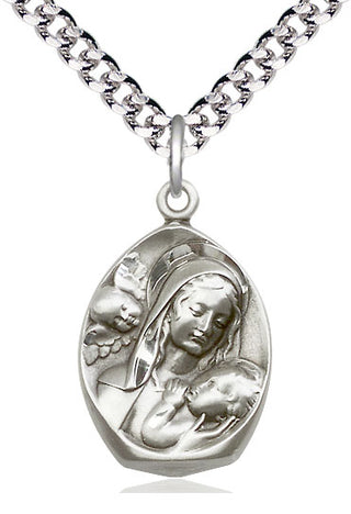 Sterling Silver Madonna & Child Medal Catholic Jewelry