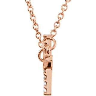 14K Rose 1/10 CTW Natural Diamond Sideways Cross 16-18" Necklace