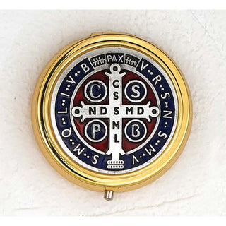 Silver Plated Pyx with Saint Benedict - Enameled