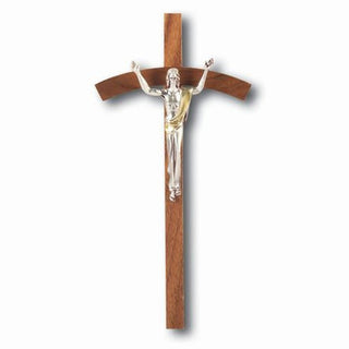 8" Walnut Cross With Silver Corpus