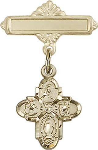 14kt Gold Filled Polished Badge Pin 4-Way Baby Badge
