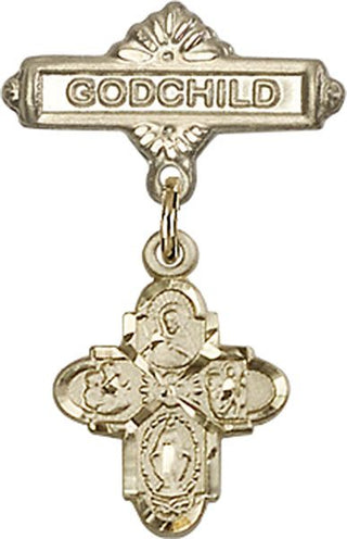 14kt Gold Filled Godchild 4-Way Baby Badge