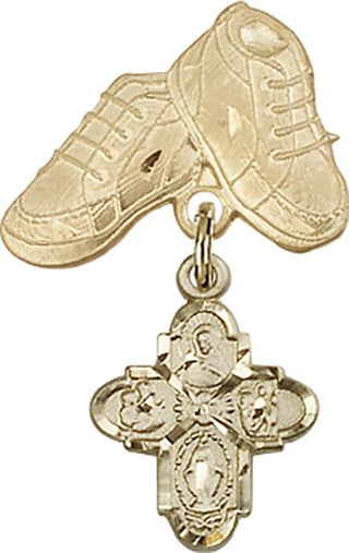 14kt Gold Baby Boots 4-Way Baby Badge