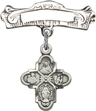 Sterling Silver Badge Pin 4-Way Baby Badge