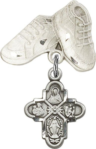 Sterling Silver Baby Boots 4-Way Baby Badge
