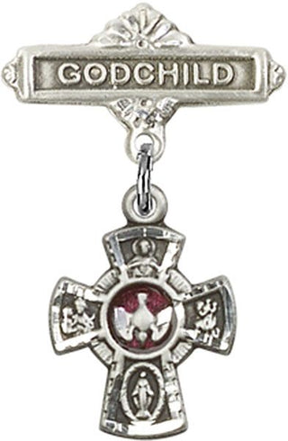 Sterling Silver Godchild 5-Way Baby Badge