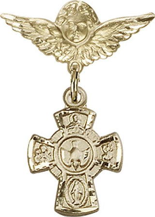 14kt Gold Filled Small Angel w/Wings 5-Way Baby Badge