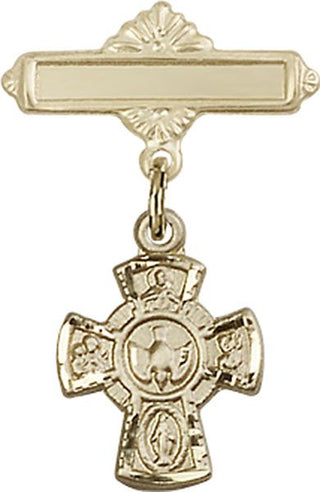 14kt Gold Polished Badge Pin 5-Way Baby Badge