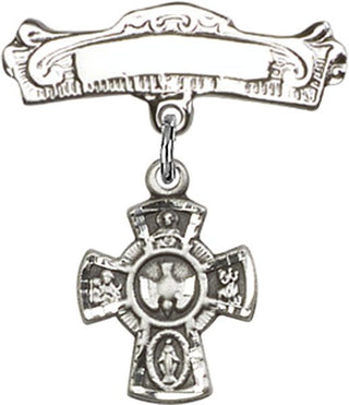 Sterling Silver Badge Pin 5-Way Baby Badge