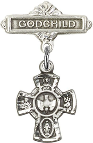 Sterling Silver Godchild 5-Way Baby Badge