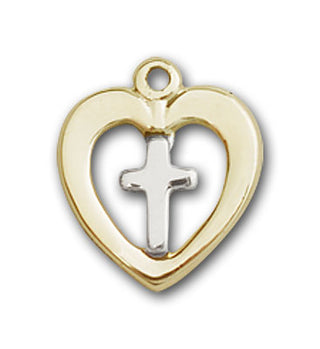 Two-Tone Sterling Silver and Gold-Filled Heart / Cross Pendant