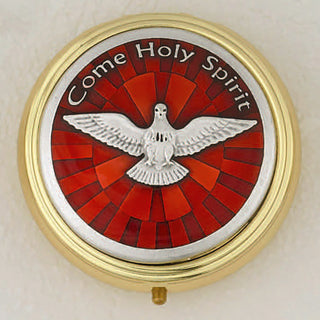 Red Enamel with Gold Plated and Silver Holy Spirit Pyx