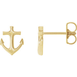 14K Gold Anchor Earrings
