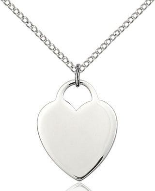 Sterling Silver Heart Medal Religious Jewelry Engraved Catholic Saint Jewelry