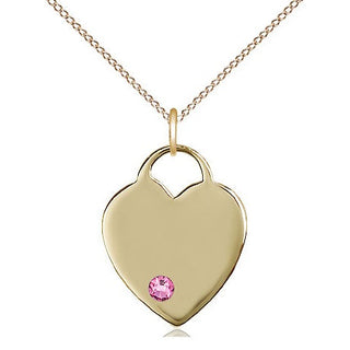 14kt Gold Filled Heart Charm Rose Swarovski | 18-inch Chain | Engravable