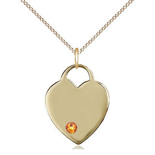 14kt Gold Filled Heart Charm Topaz Swarovski | 18-inch Chain | Engravable