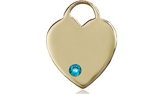 14kt Gold Filled Heart Pendant with a 3mm Zircon Swarovski stone on an 18-inch Gold Filled Light Curb Chain Engraved Catholic Saint Jewelry