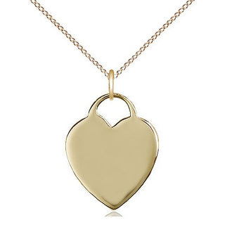 14kt Gold Heart Medal Engraved Catholic Saint Jewelry