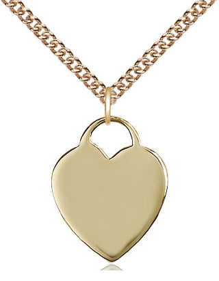 14kt Gold Heart Medal Engraved Catholic Saint Jewelry