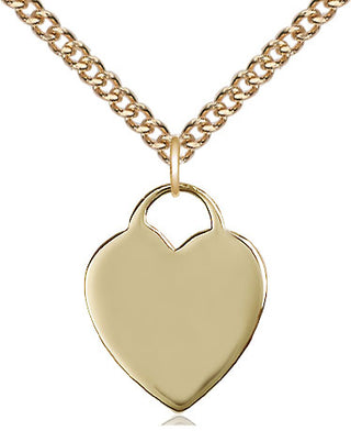 14kt Gold Heart Medal Engraved Catholic Saint Jewelry