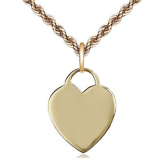 14kt Gold Heart Medal Engraved Catholic Saint Jewelry