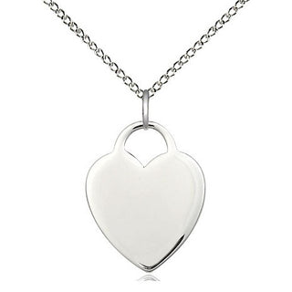 Sterling Silver Heart Medal Religious Jewelry Engraved Catholic Saint Jewelry
