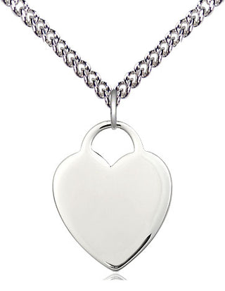 Sterling Silver Heart Medal Religious Jewelry Engraved Catholic Saint Jewelry