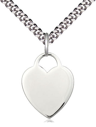 Sterling Silver Heart Medal Religious Jewelry Engraved Catholic Saint Jewelry