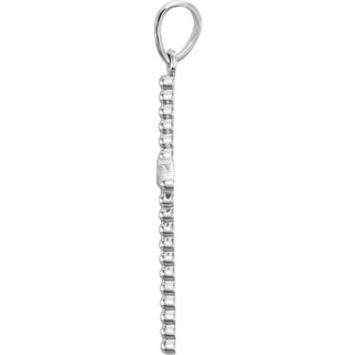 14K White 24.8x12.2 mm .02 CTW Natural Diamond Beaded Cross Pendant