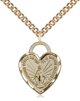 14kt Gold Filled Miraculous Heart Medal Religious Jewelry Engraved Catholic Saint Jewelry