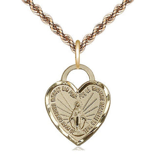 14kt Gold Filled Miraculous Heart Medal Religious Jewelry Engraved Catholic Saint Jewelry