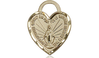 14kt Gold Miraculous Heart Medal Engraved Catholic Saint Jewelry