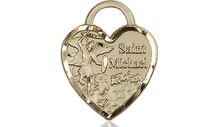 14kt Gold Saint Michael the Archangel Medal Engraved Catholic Saint Jewelry