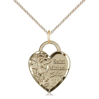14kt Gold Saint Michael the Archangel Medal Engraved Catholic Saint Jewelry