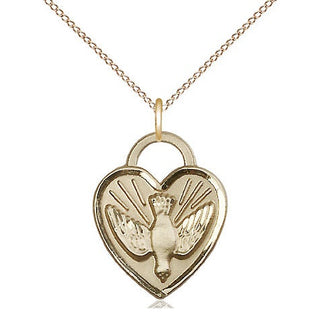 14kt Gold Confirmation Heart Medal Engraved Catholic Saint Jewelry