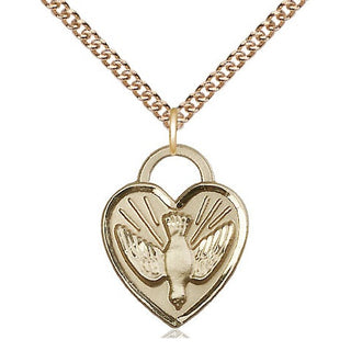 14kt Gold Confirmation Heart Medal Engraved Catholic Saint Jewelry