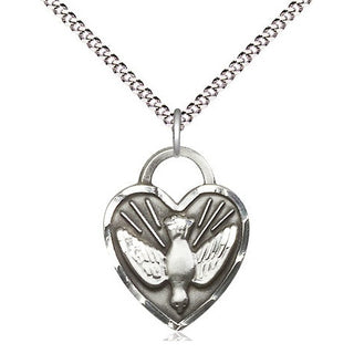 Sterling Silver Confirmation Heart Medal Religious Jewelry Engraved Catholic Saint Jewelry