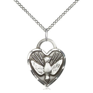 Sterling Silver Confirmation Heart Medal Religious Jewelry Engraved Catholic Saint Jewelry