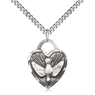 Sterling Silver Confirmation Heart Medal Religious Jewelry Engraved Catholic Saint Jewelry