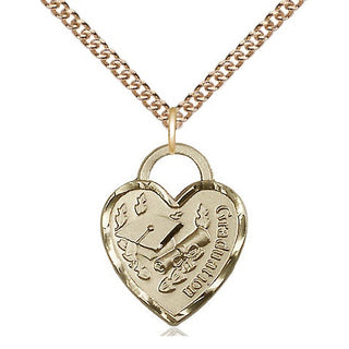 14kt Gold Filled Graduation Heart Medal Religious Jewelry Engraved Catholic Saint Jewelry