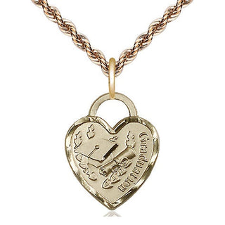 14kt Gold Filled Graduation Heart Medal Religious Jewelry Engraved Catholic Saint Jewelry