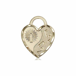 14kt Gold Filled Footprints Heart Medal Engraved Catholic Saint Jewelry