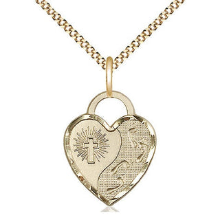 14kt Gold Filled Footprints Heart Medal Religious Jewelry Engraved Catholic Saint Jewelry