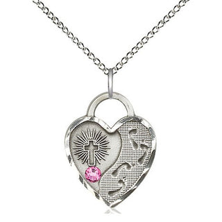 Sterling Silver Footprints Heart Charm Rose | 18-inch Chain | Engravable