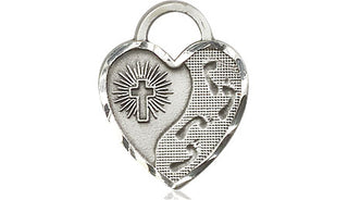 Sterling Silver Footprints Heart Medal Engraved Catholic Saint Jewelry