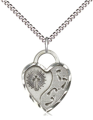 Sterling Silver Footprints Heart Medal Religious Jewelry Engraved Catholic Saint Jewelry