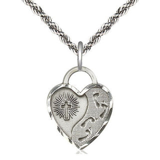 Sterling Silver Footprints Heart Medal Religious Jewelry Engraved Catholic Saint Jewelry