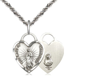 Sterling Silver Our Lady of Guadalupe Heart Medal Religious Jewelry