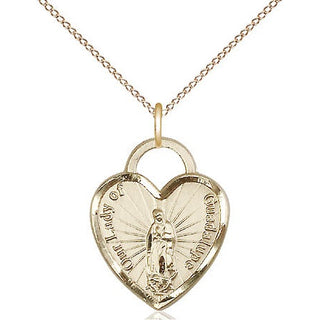 14kt Gold Filled Our of Guadalupe Heart Medal Religious Jewelry